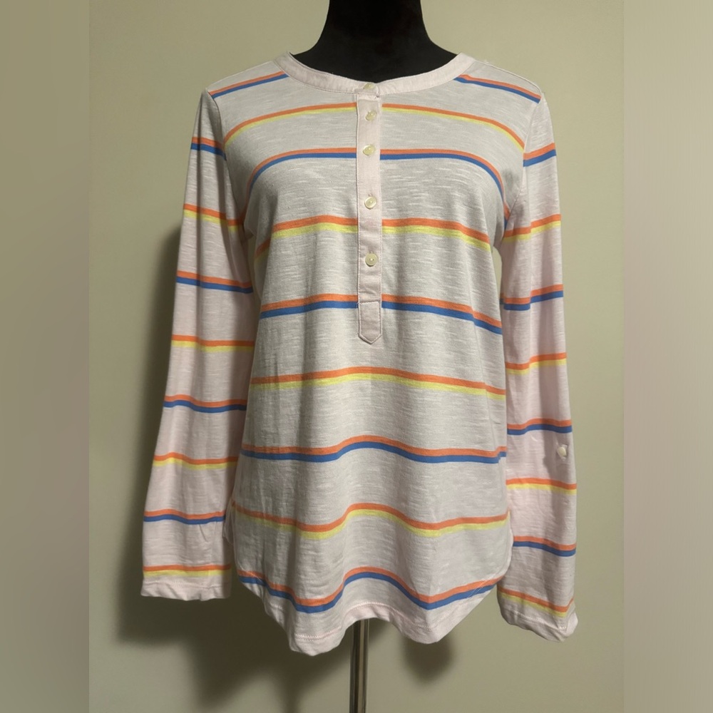 NWT Style & Co Pink Multicolor Striped Long-sleeve Top size medium